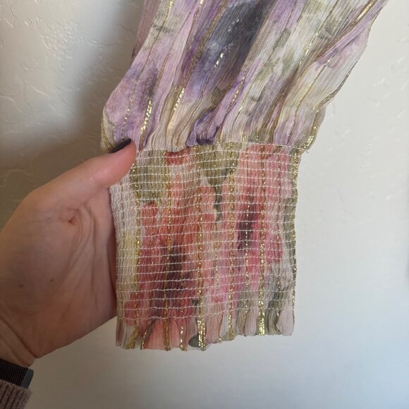 NEW Anthropologie Forever That Girl Lurex Mini Dress Floral Long Sleeve Medium - Picture 8 of 14